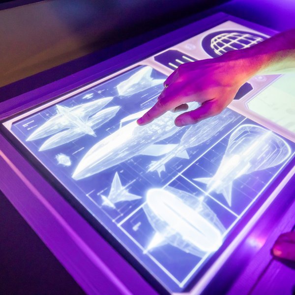 Ein violett leuchtendes interaktives Touchpad