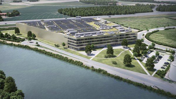 Visualisierung der geplanten Fabrik zur Batterieproduktion.