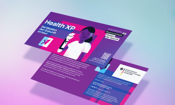 Ansicht des Flyers mit Informationen zur interaktiven Ausstellung Health XP