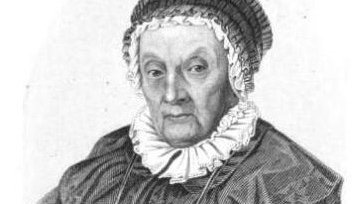 Ein schwarz-weiß Porträt von Caroline Herschel.
