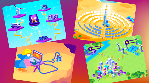 Collage von Animationen zu Erneuerbaren Energien.